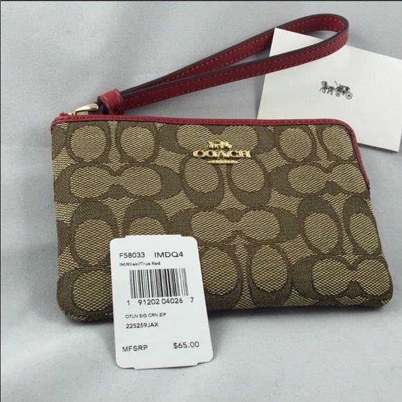 LAST ONE‼️Coach NEW wristlet, brown/ red classic - Picture 2 of 7